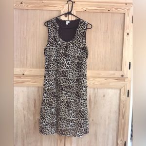 Madison cheetah leopard printed ruffle tiered layered dress size XL